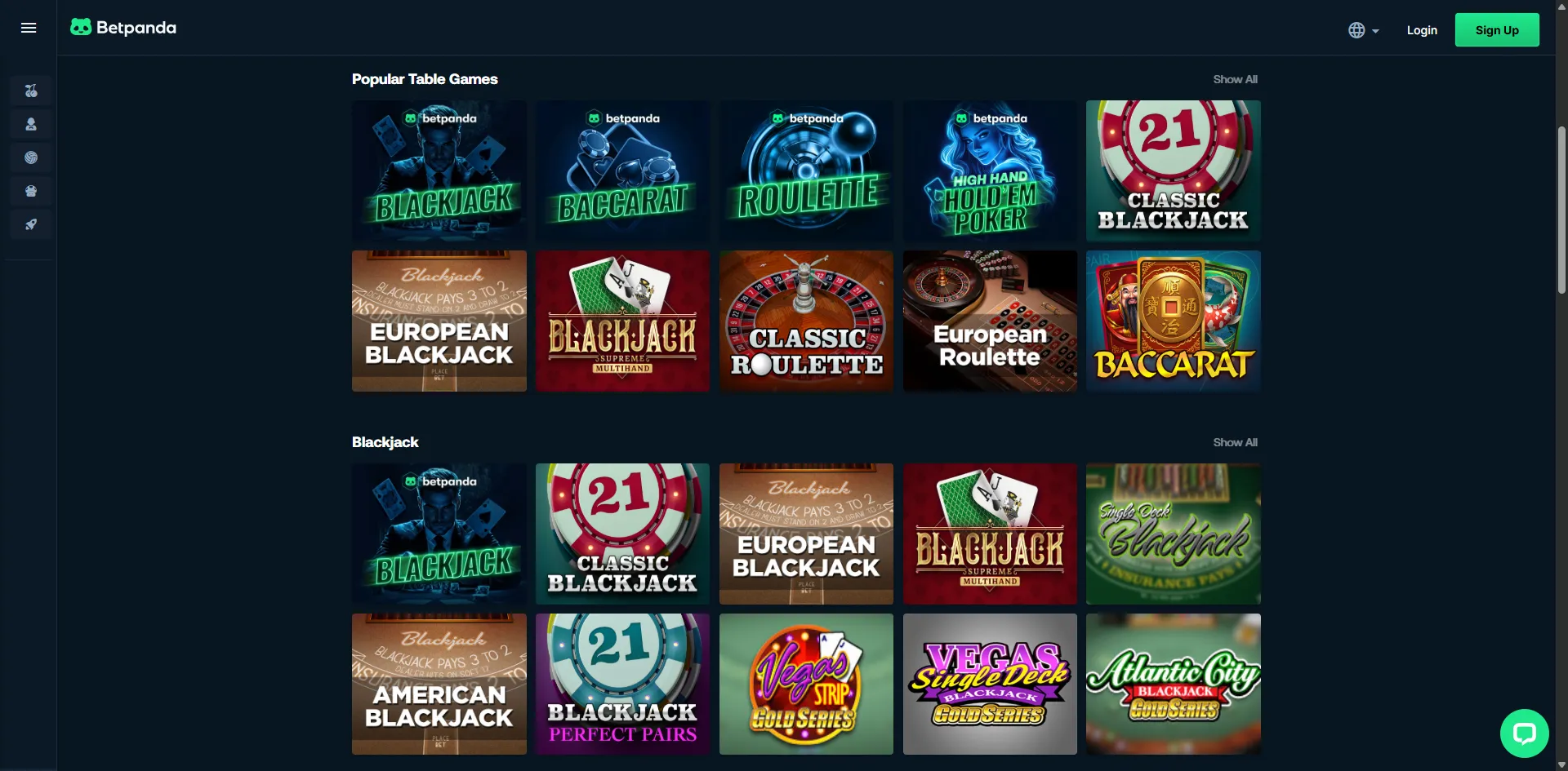 Betpanda Table Games Background Image
