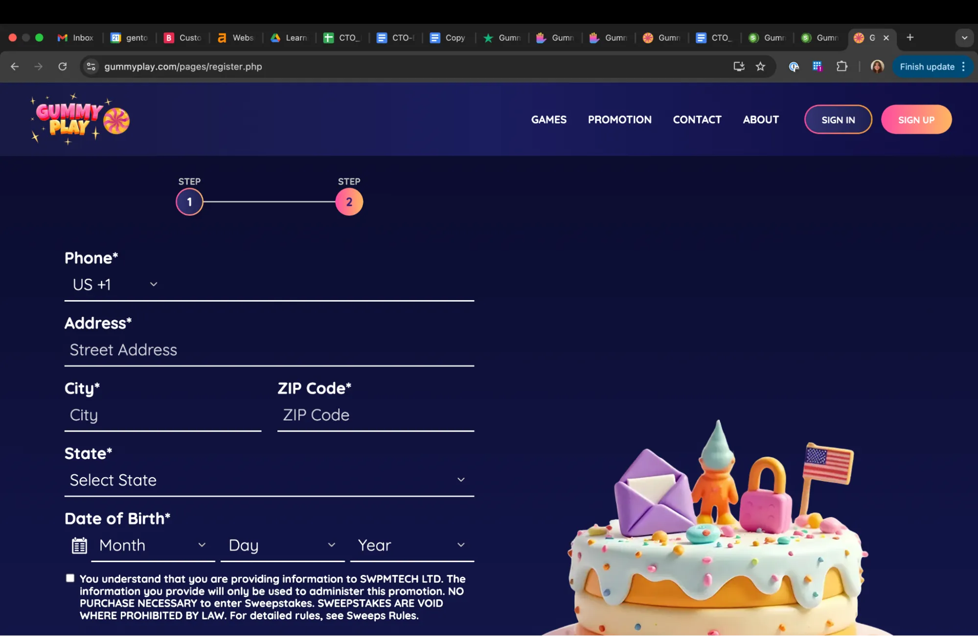 Gummy Play Sign Up Background Image