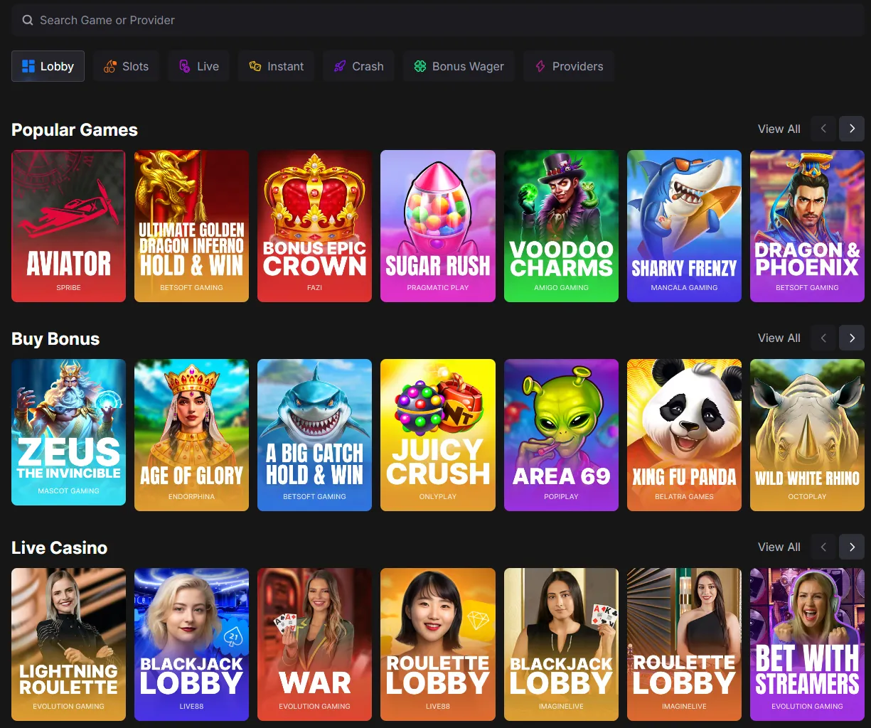 FortuneJack Games Lobby Background Image