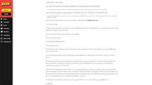 Rizk Casino Updated Terms And Conditions Background Image