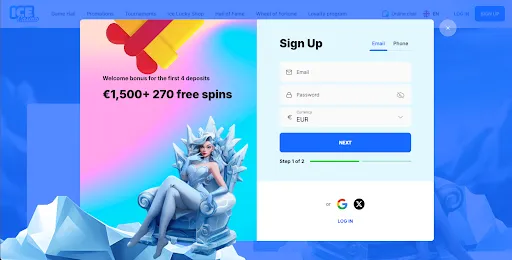 Ice Casino Sign-up Offer Background Image
