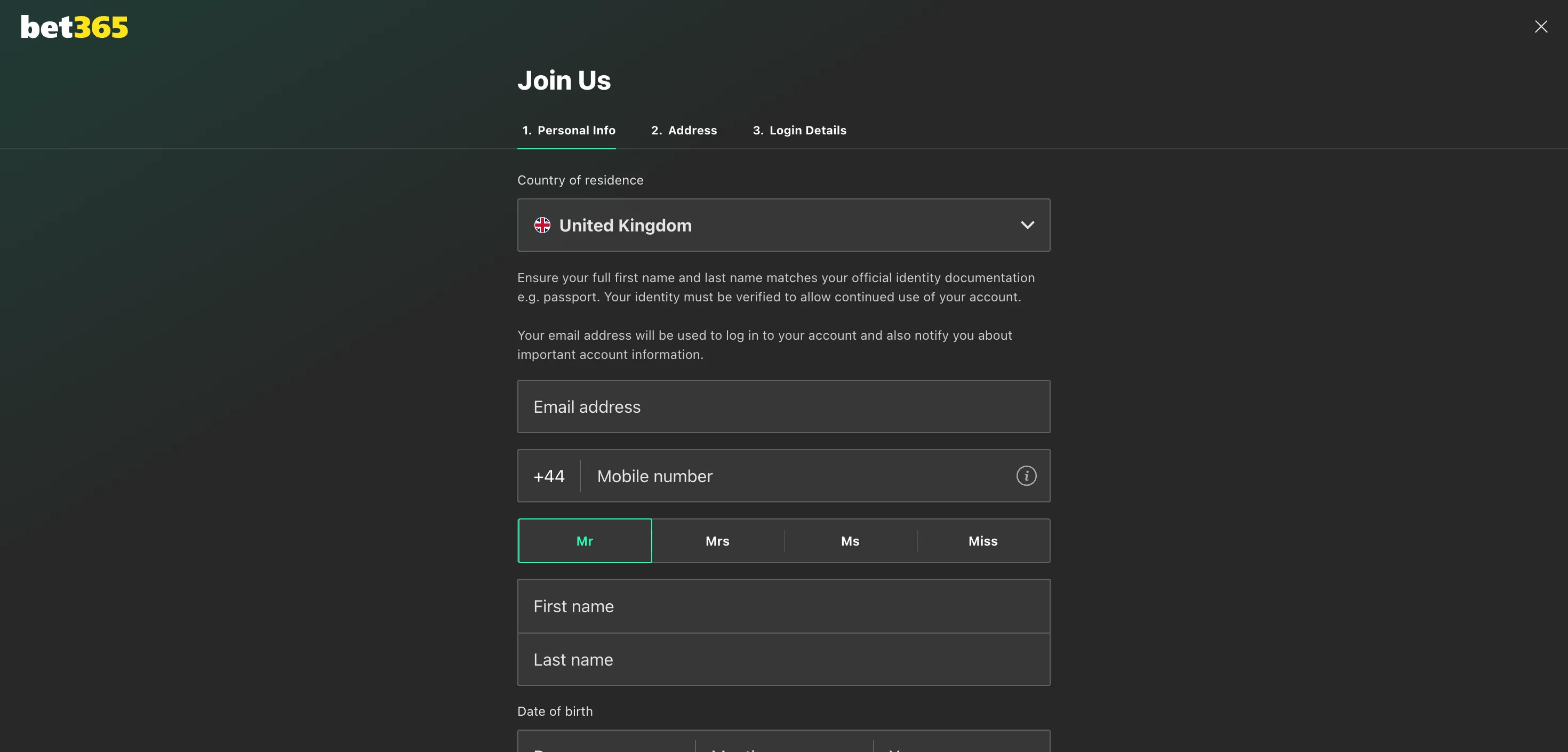Bet365 Join Us Background Image