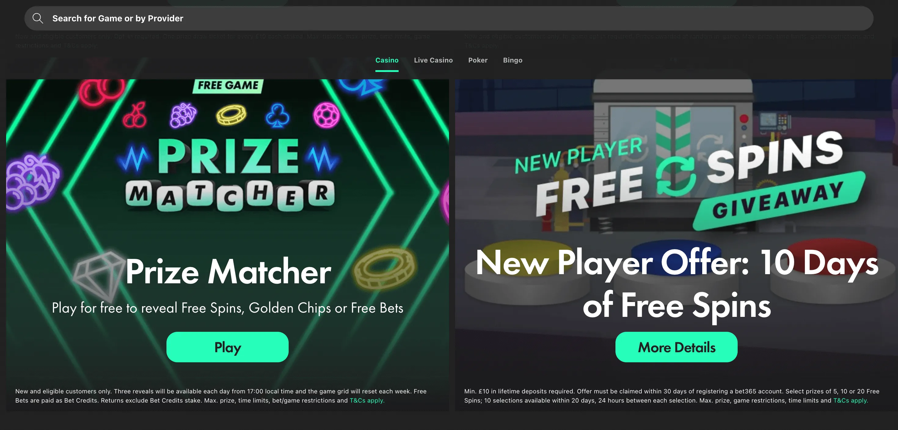 Bet365 Offers Page Background Image