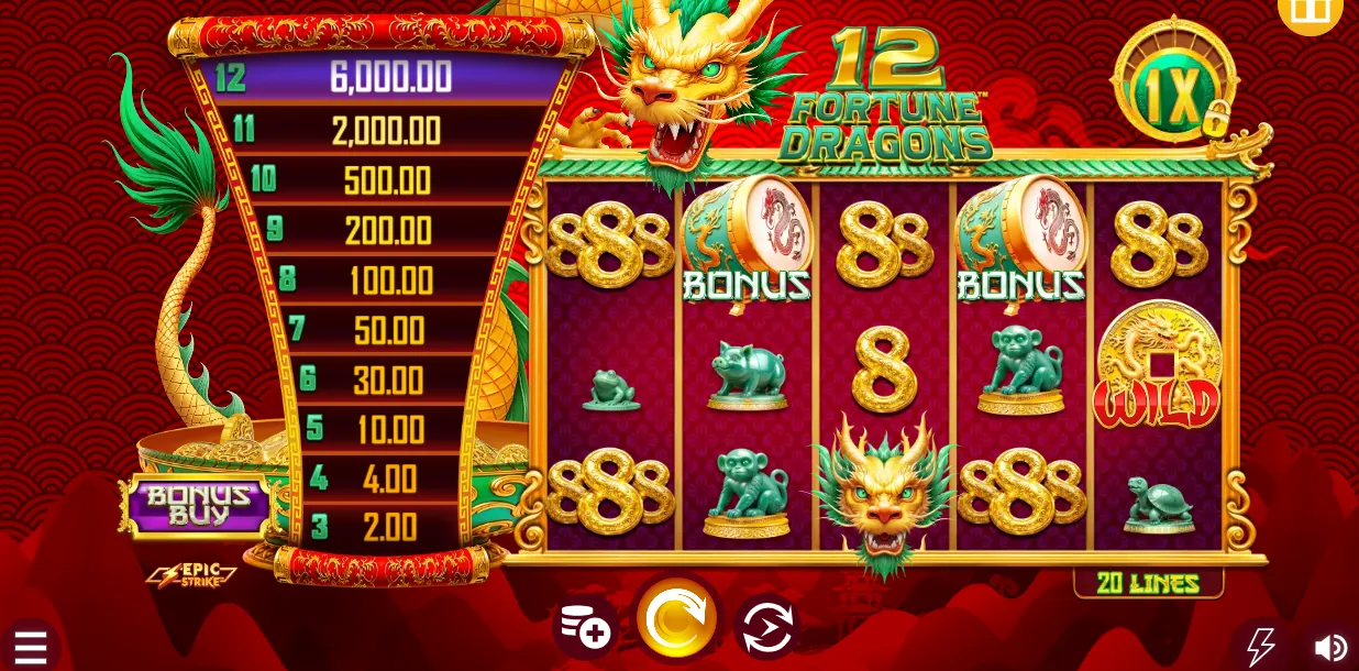 12 Fortune Dragons Background Image