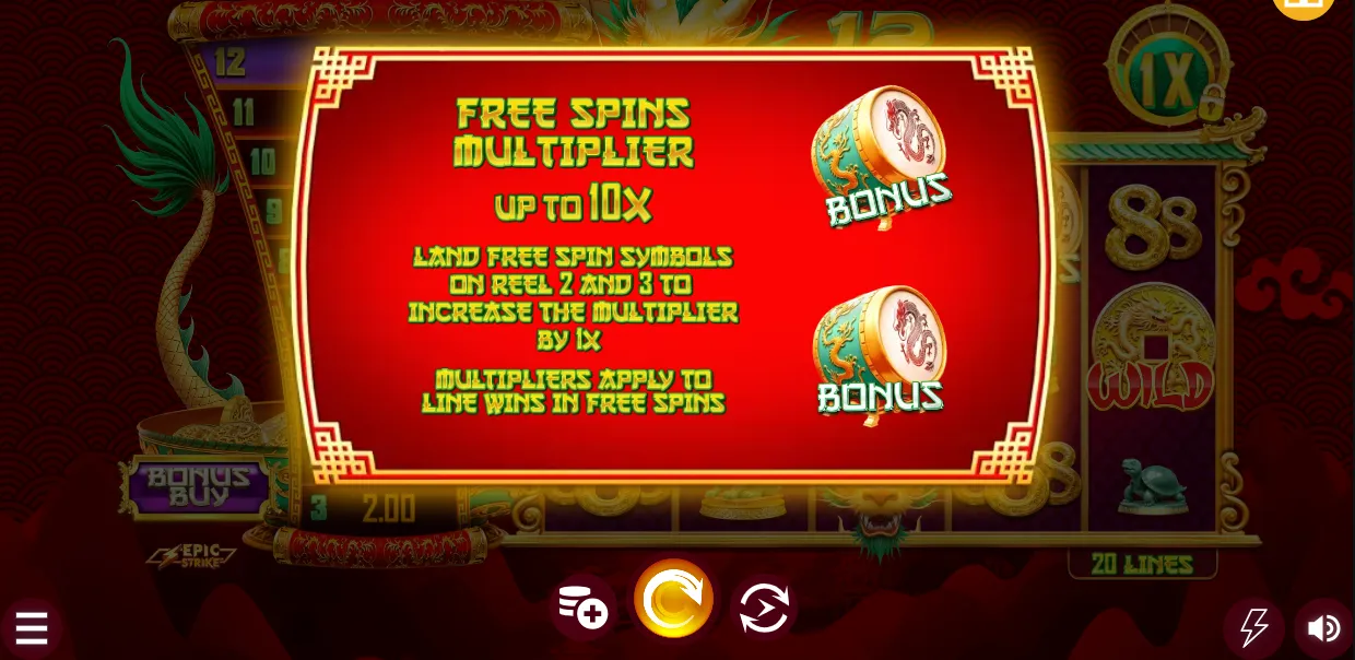 12 Fortune Dragons Free Spins Background Image