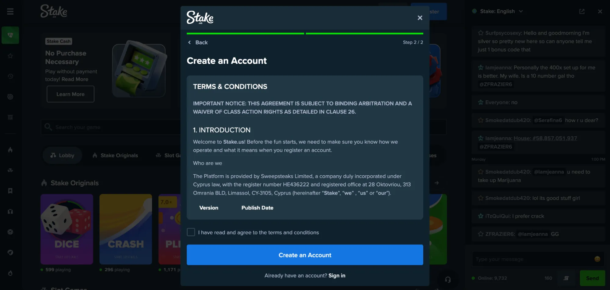 Stake Create An Account Step 2 Background Image