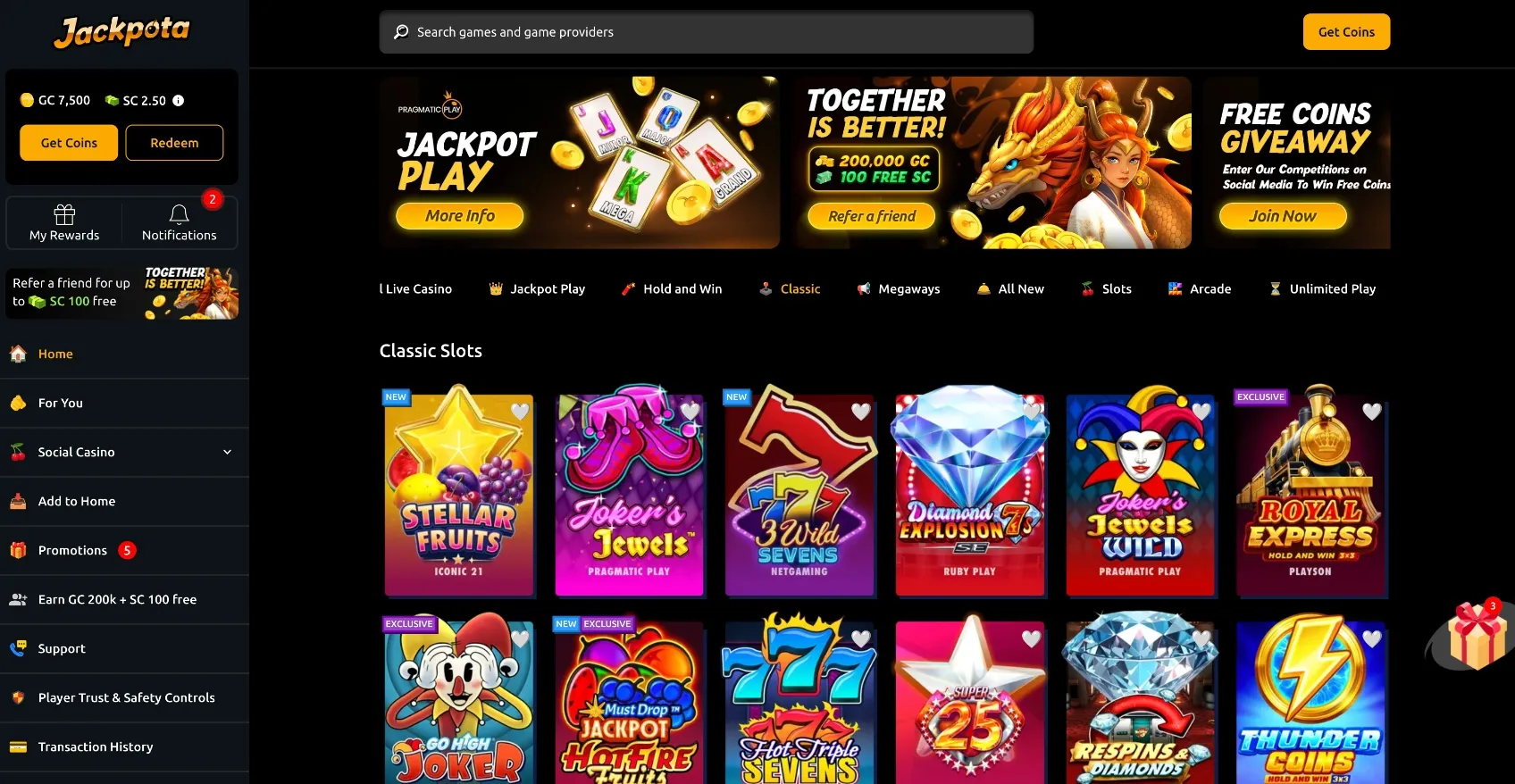Jackpota Classic Slots Background Image