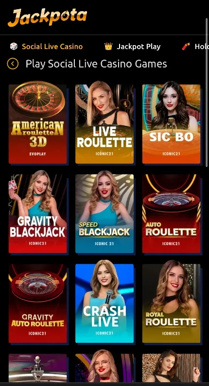 Play Social Live Casino Games Background Image