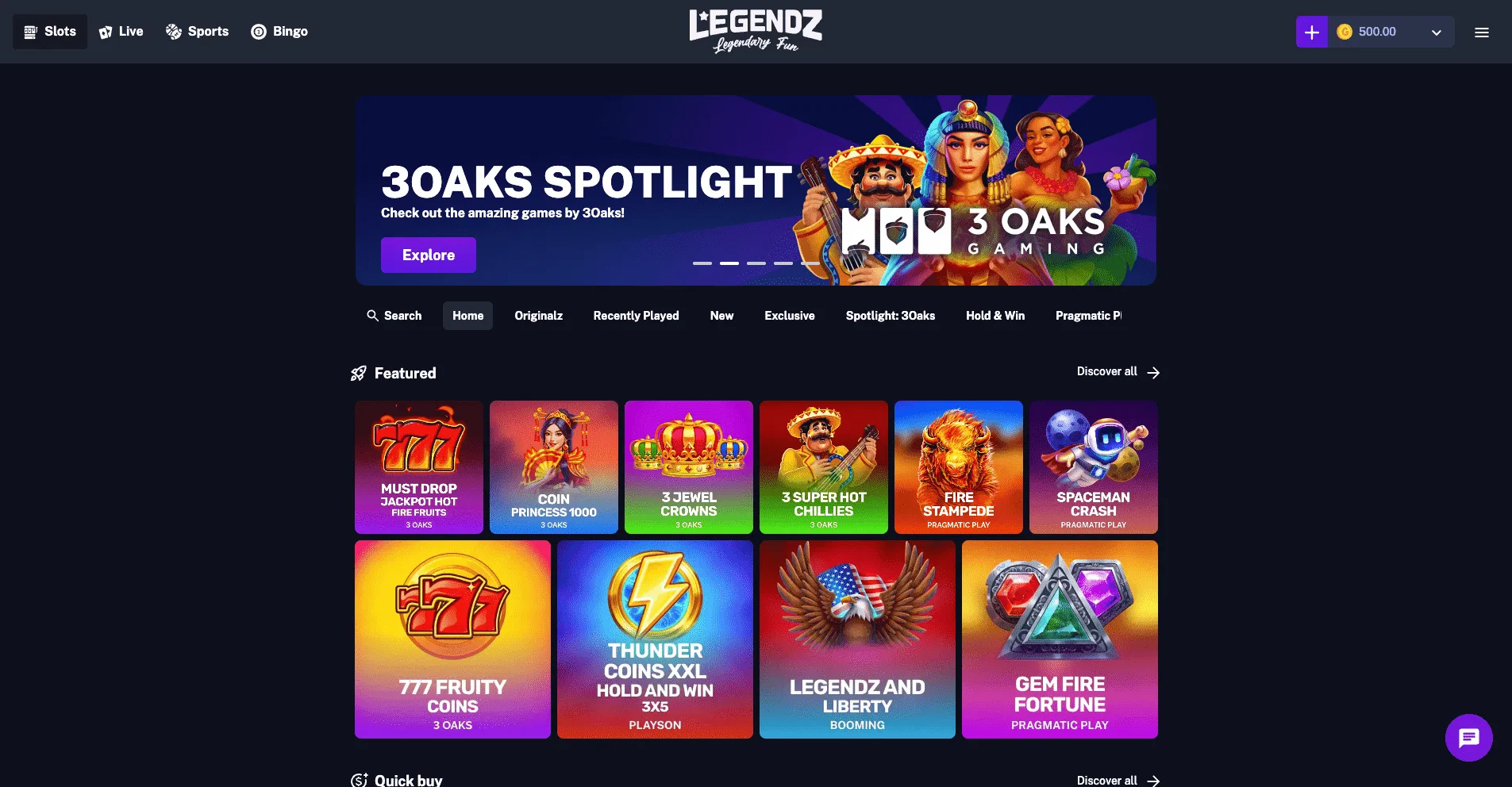Legends Casino Home Background Image