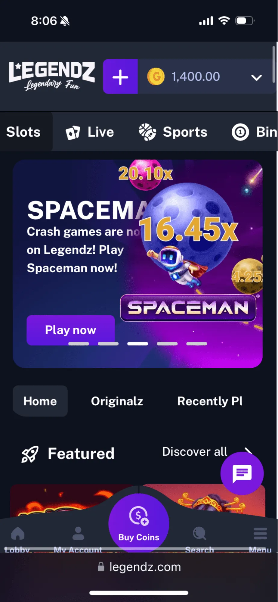 Legendz Mobile Slots Background Image