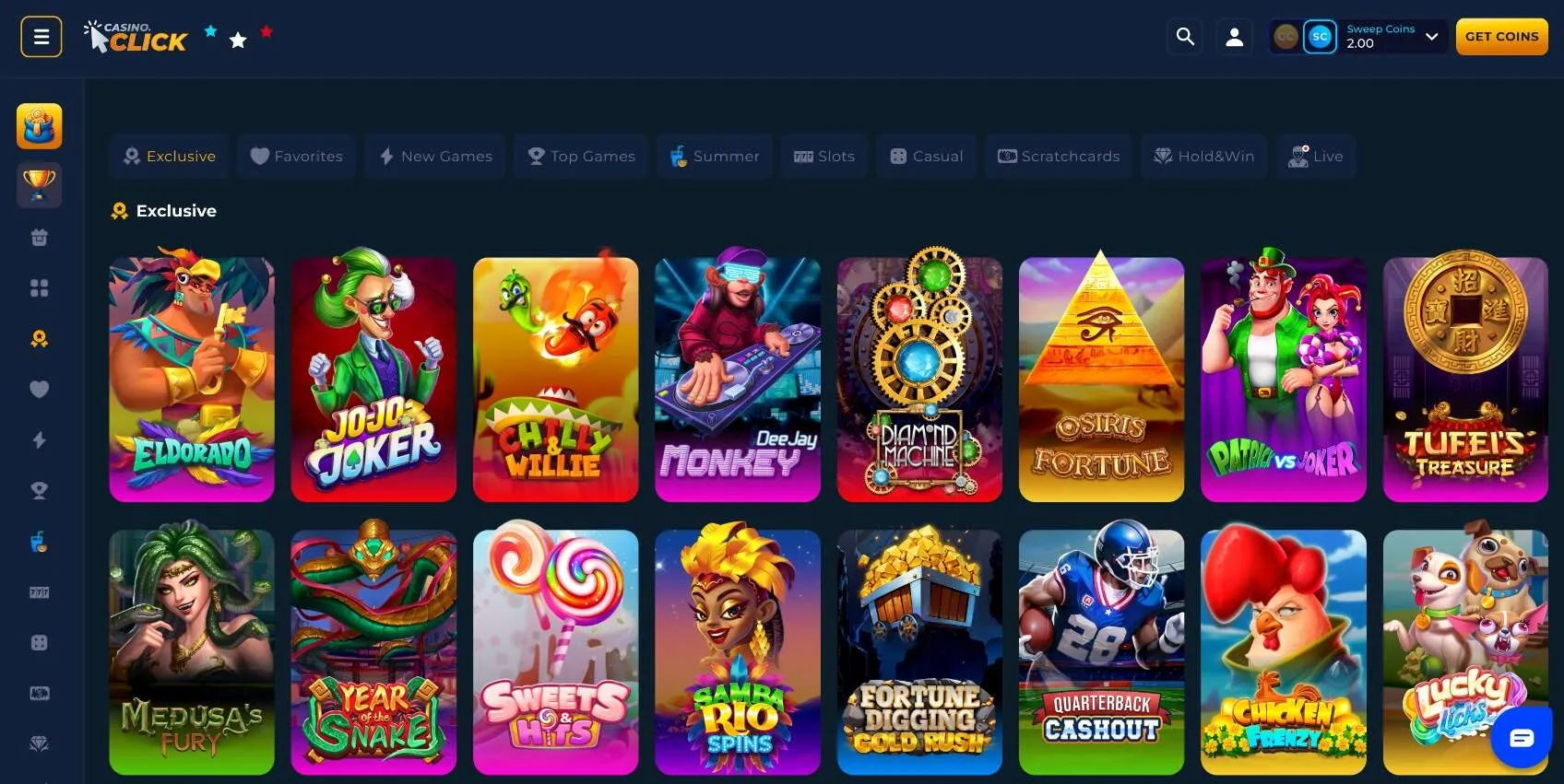 Casino Click Exclusive Games Background Image