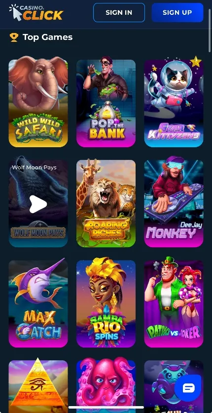 Click Casino Top Games Background Image