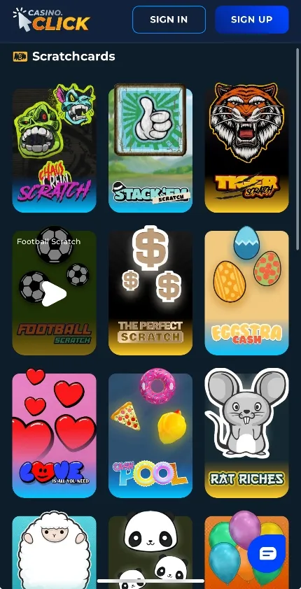 Click Casino Scratchcards Background Image