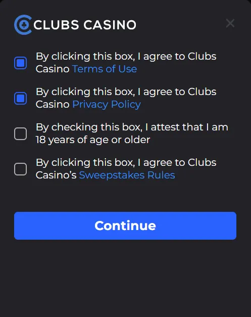 Clubs Casino Rules Background Image