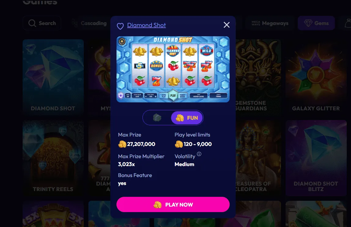 Funrize Casino Slot Games Background Image