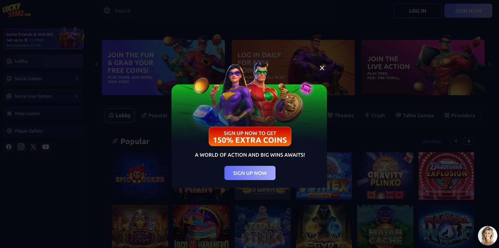 Luckystake Casino Extra Coins Background Image