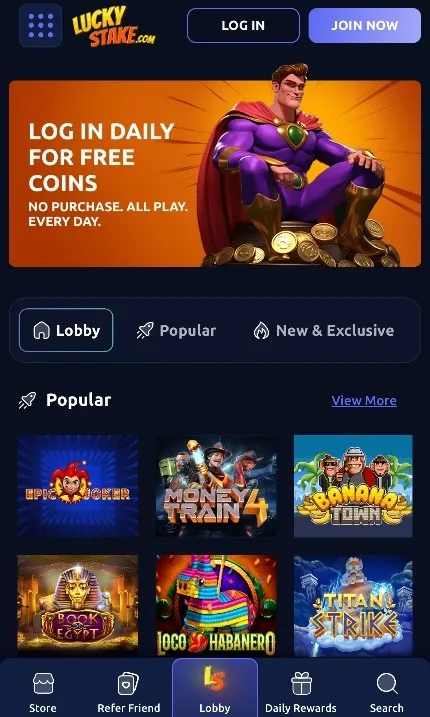 Luckystake Mobile Casino Background Image