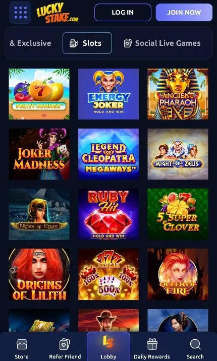 Luckystake Mobile Slots Background Image