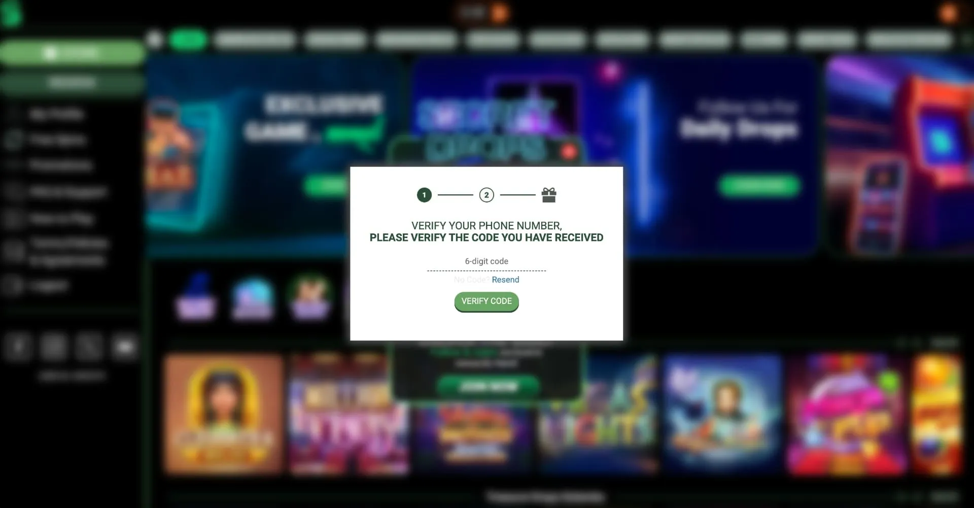 Lonestar Casino Verify Number Step 2 Background Image