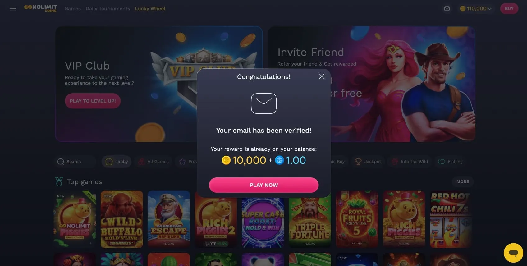 NoLimitCoins Casino Verification Background Image