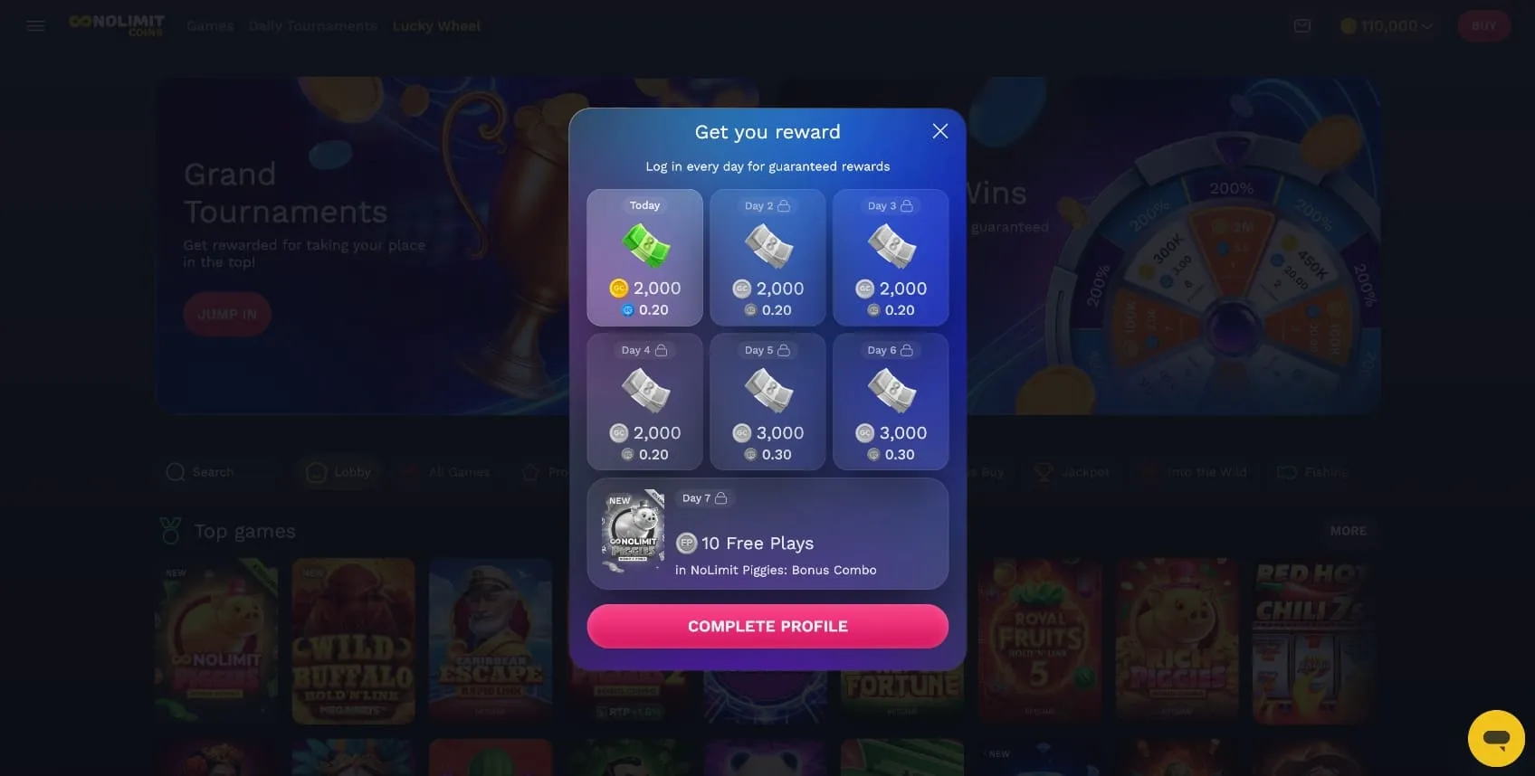 NoLimitCoins Casino Get You Reward Background Image