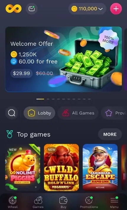 NoLimitCoins Casino Mobile Background Image
