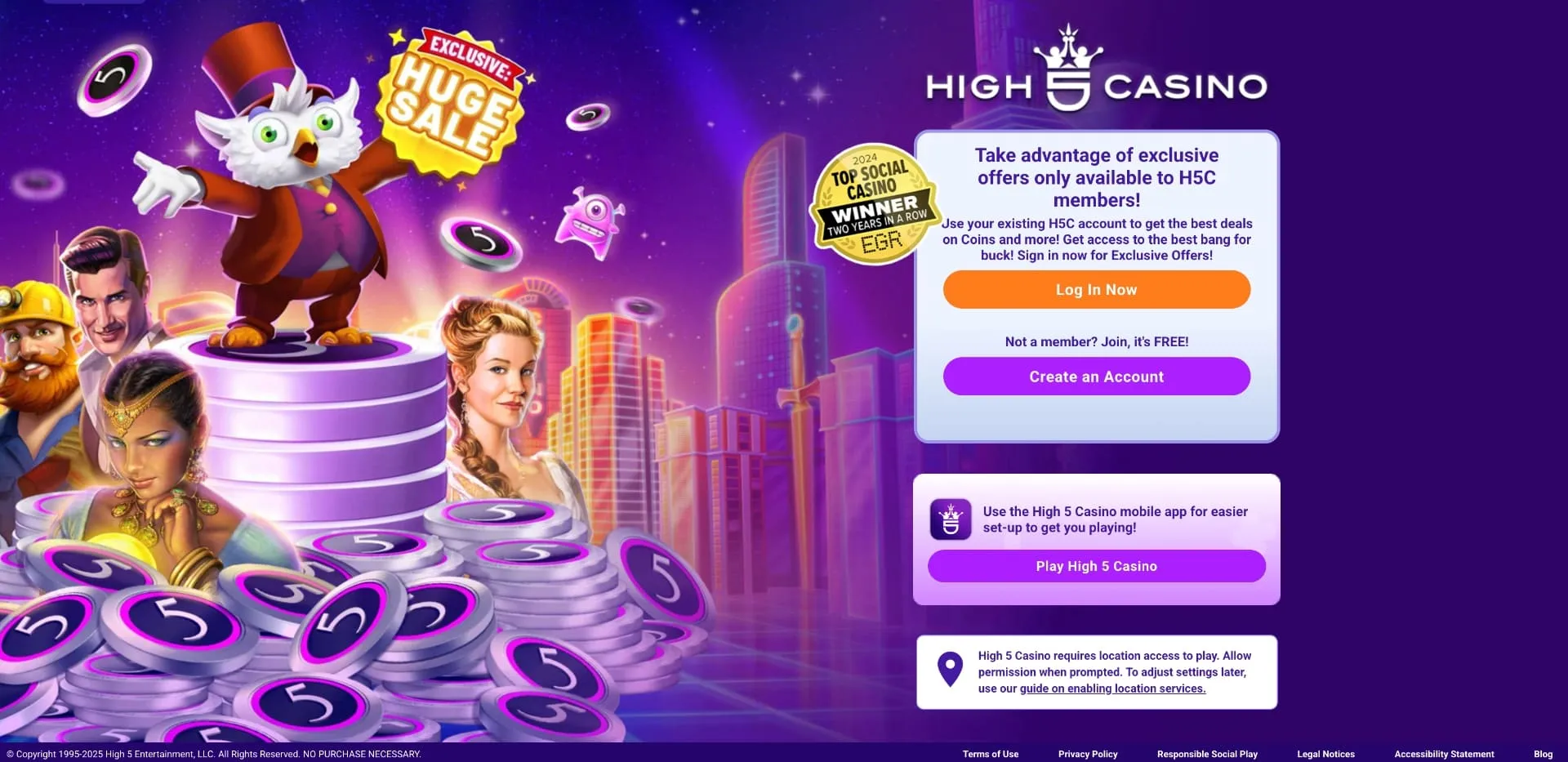 High 5 Casino Huge Sale Background Image