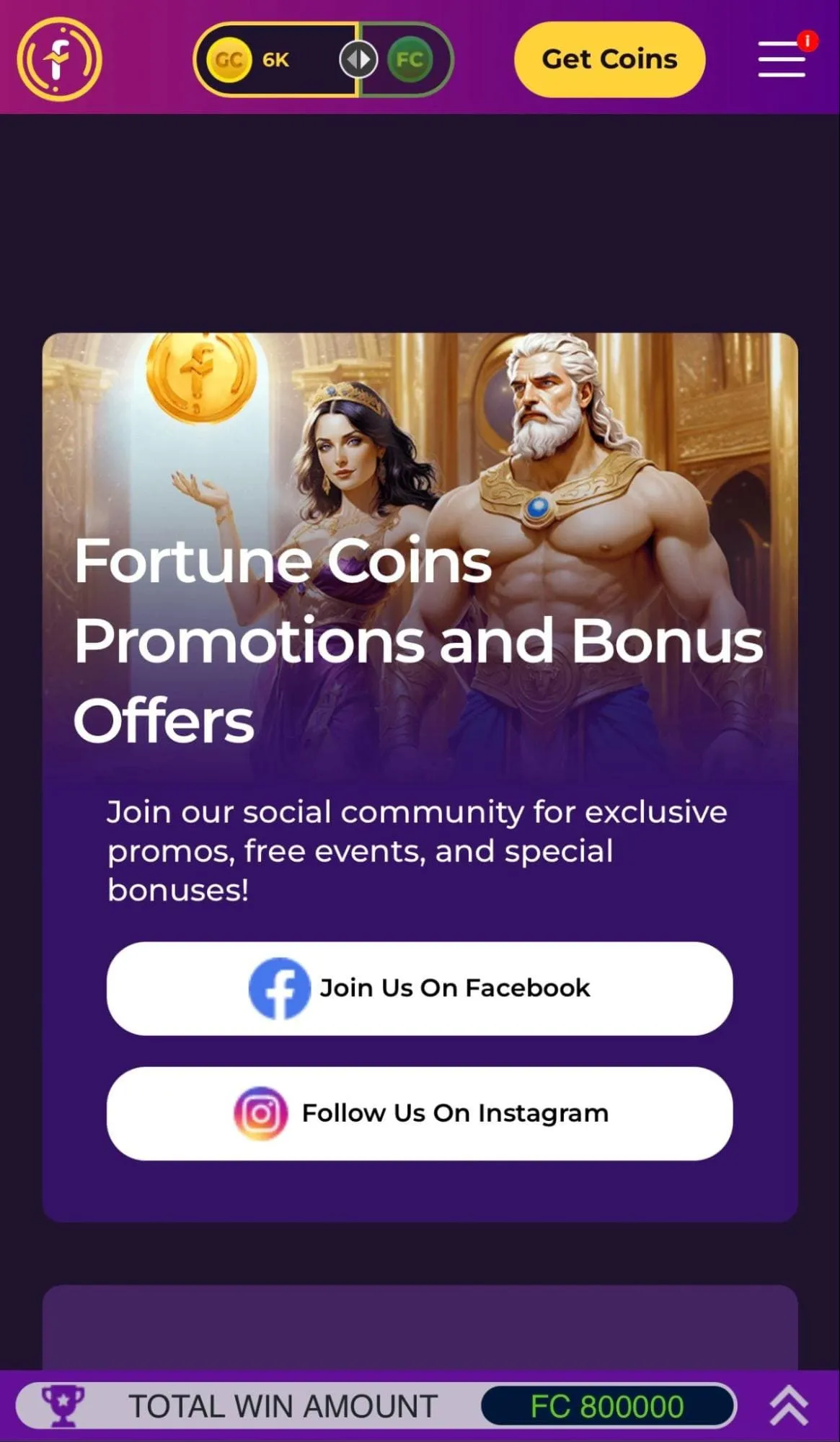 Fortune Coins Promotions And Bonus Offers Background Image