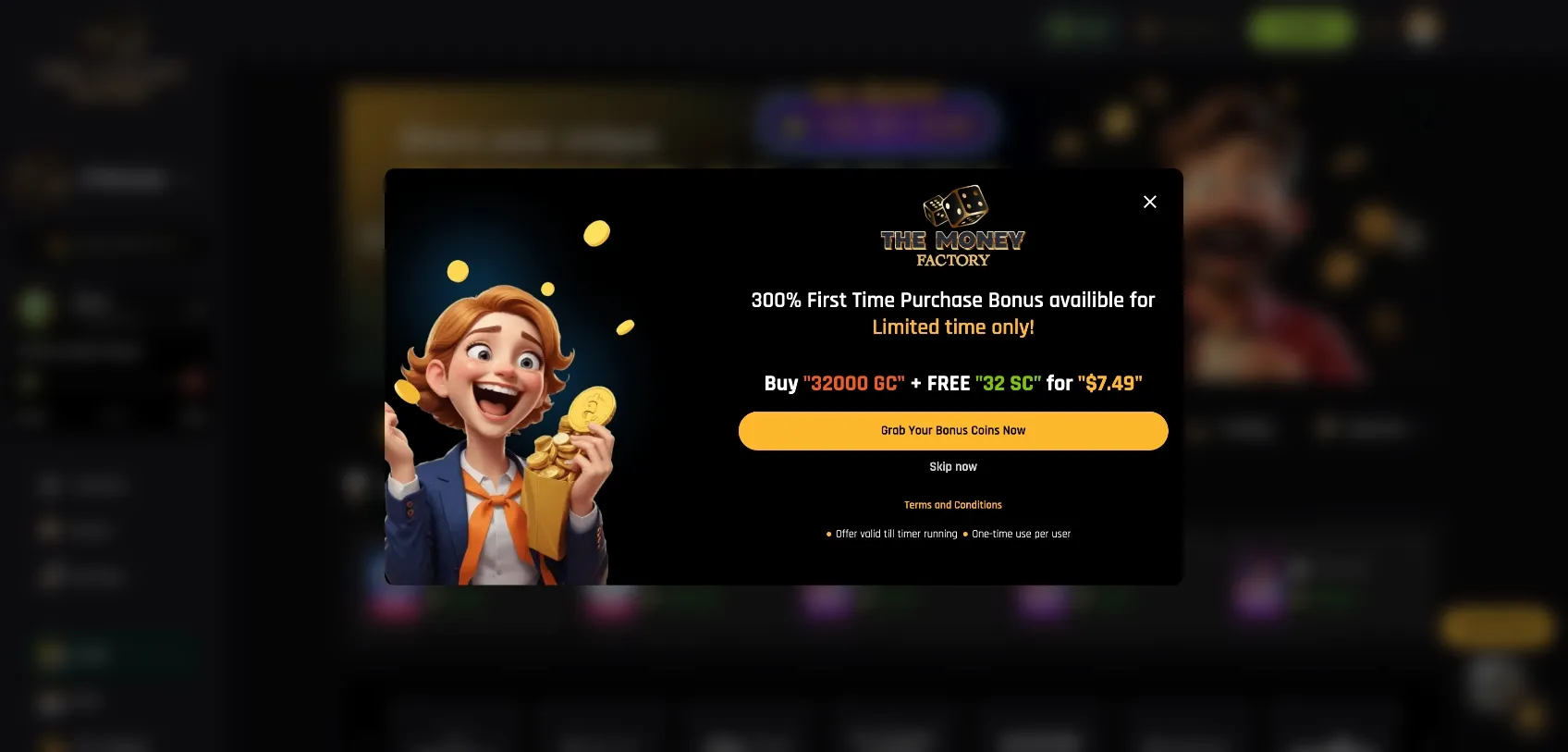 The Money Factory Social Casino Background Image