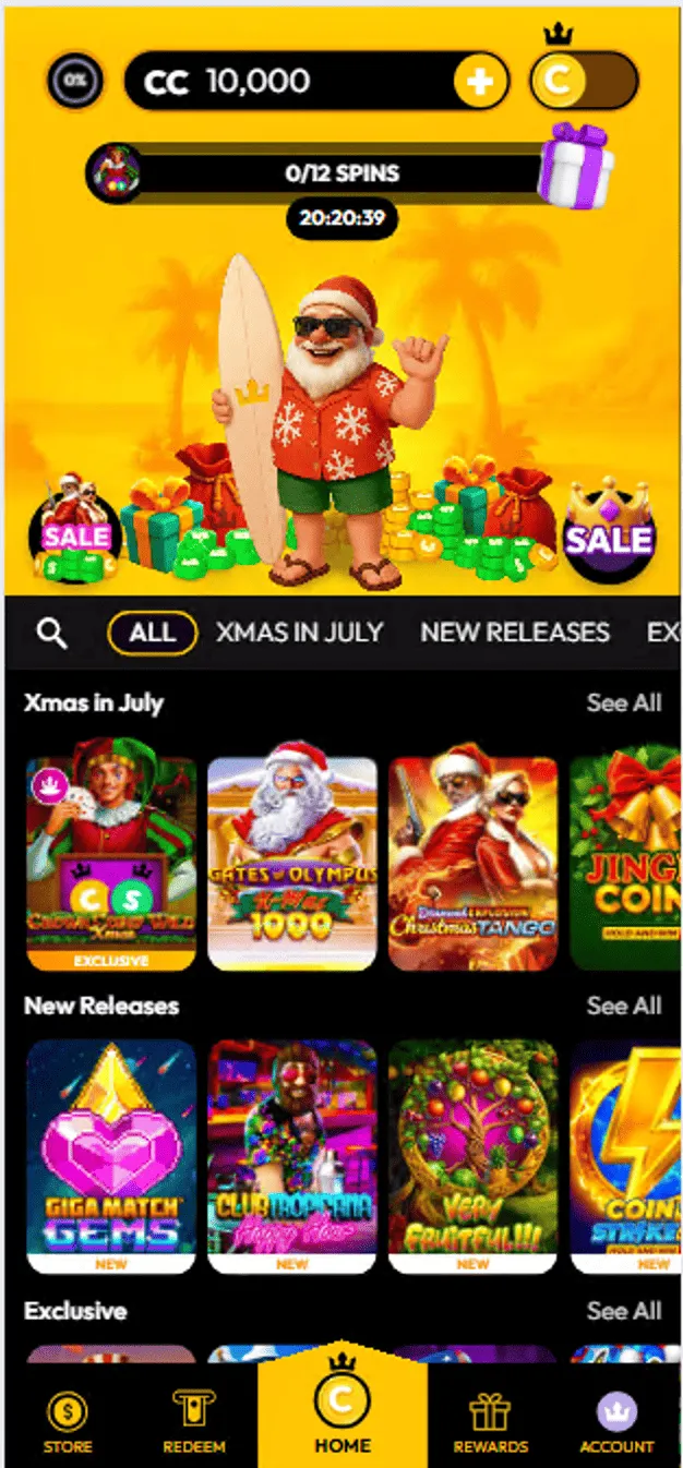 Crown Coins Casino Mobile Background Image