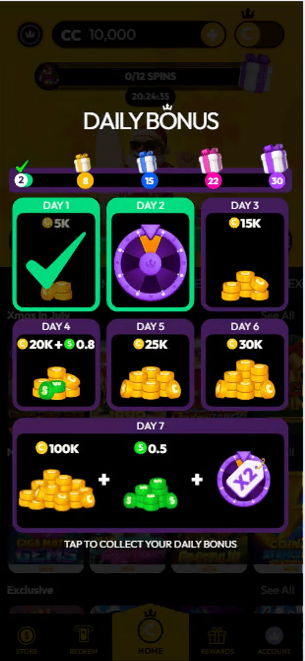 Crown Coins Casino Daily Bonus Background Image