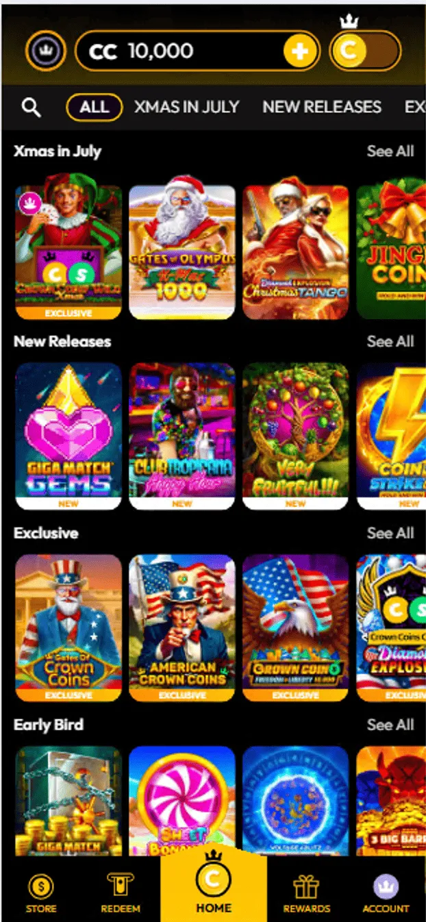 Crown Coins Casino All Games Background Image