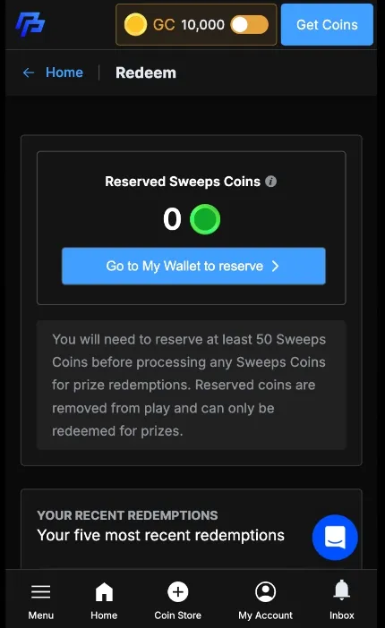 Peak Play Reserved Sweeps Coins Background Image