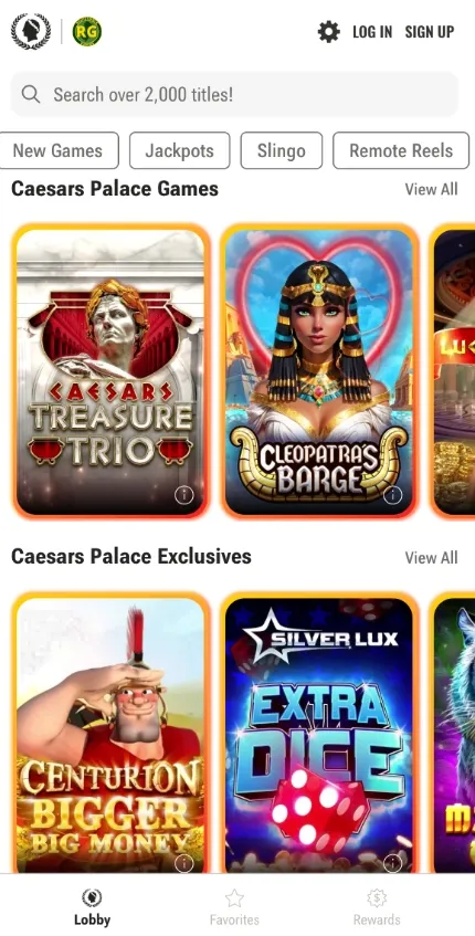 Caesars Palace Games Mobile Background Image