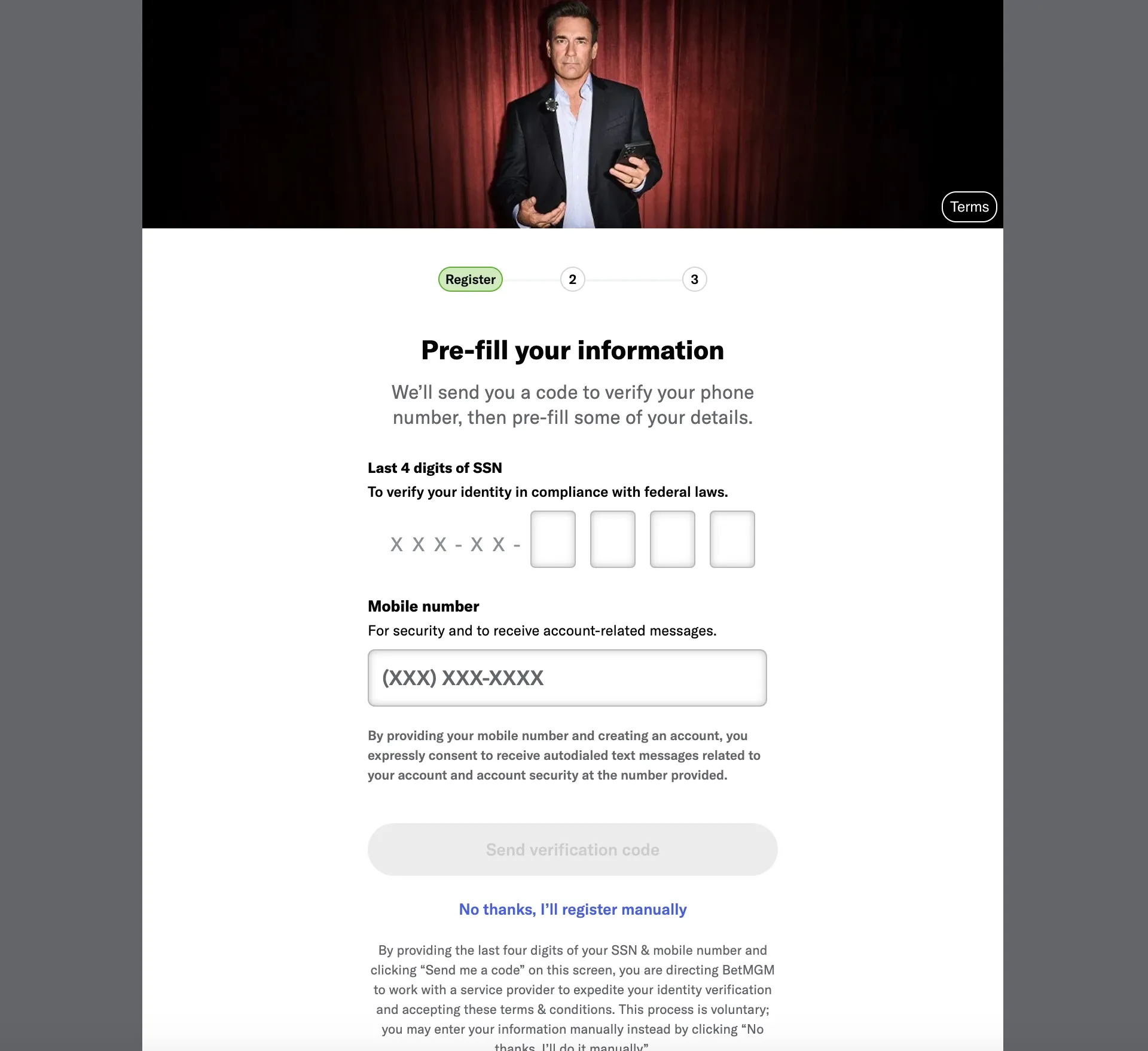 BetMGM Casino Pre-fill Your Information Background Image