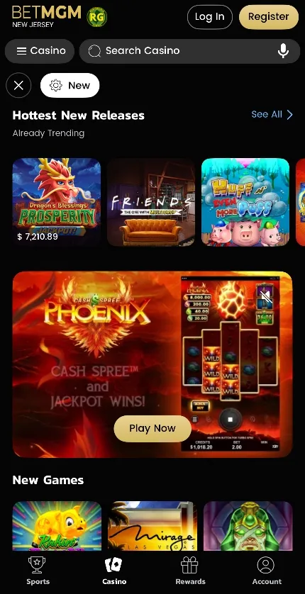 BetMGM Casino Mobile New Games Background Image