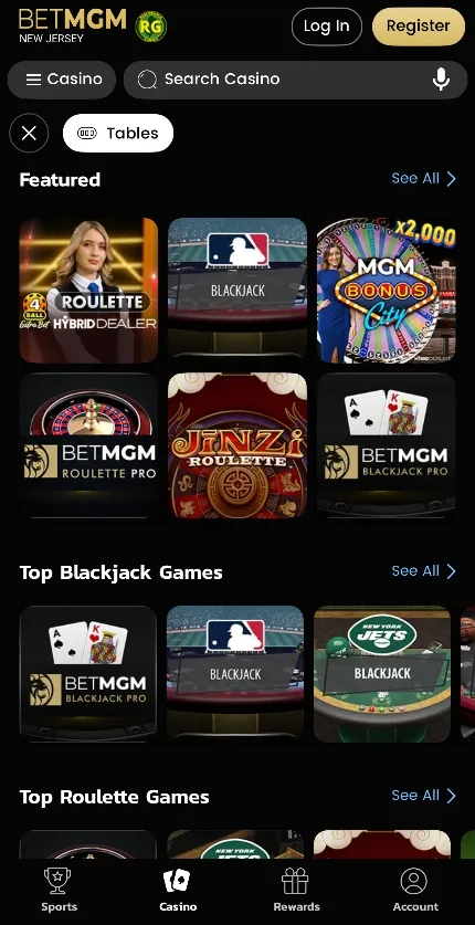 BetMGM Casino Table Games Background Image