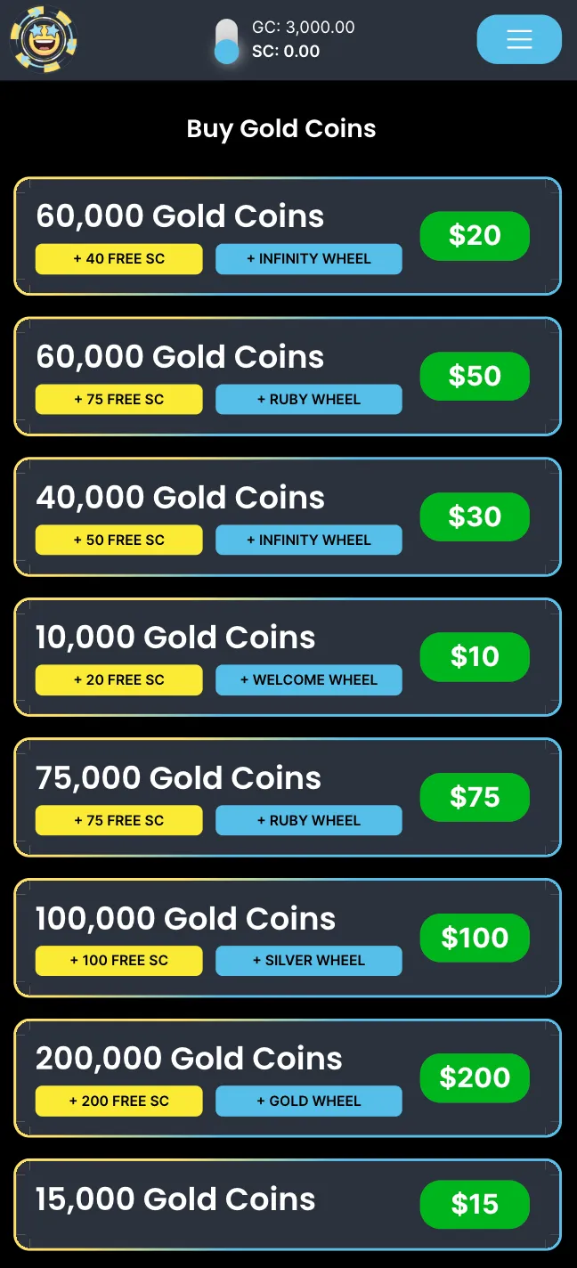 Spinfinite Mobile Casino Gold Coins Background Image