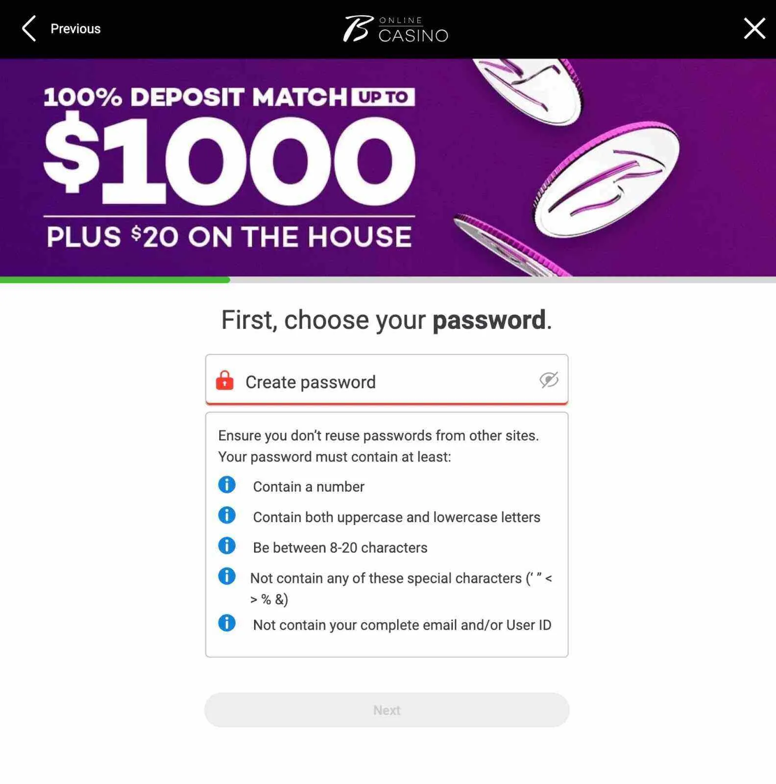 Choose Your Password For Borgata Casino Background Image