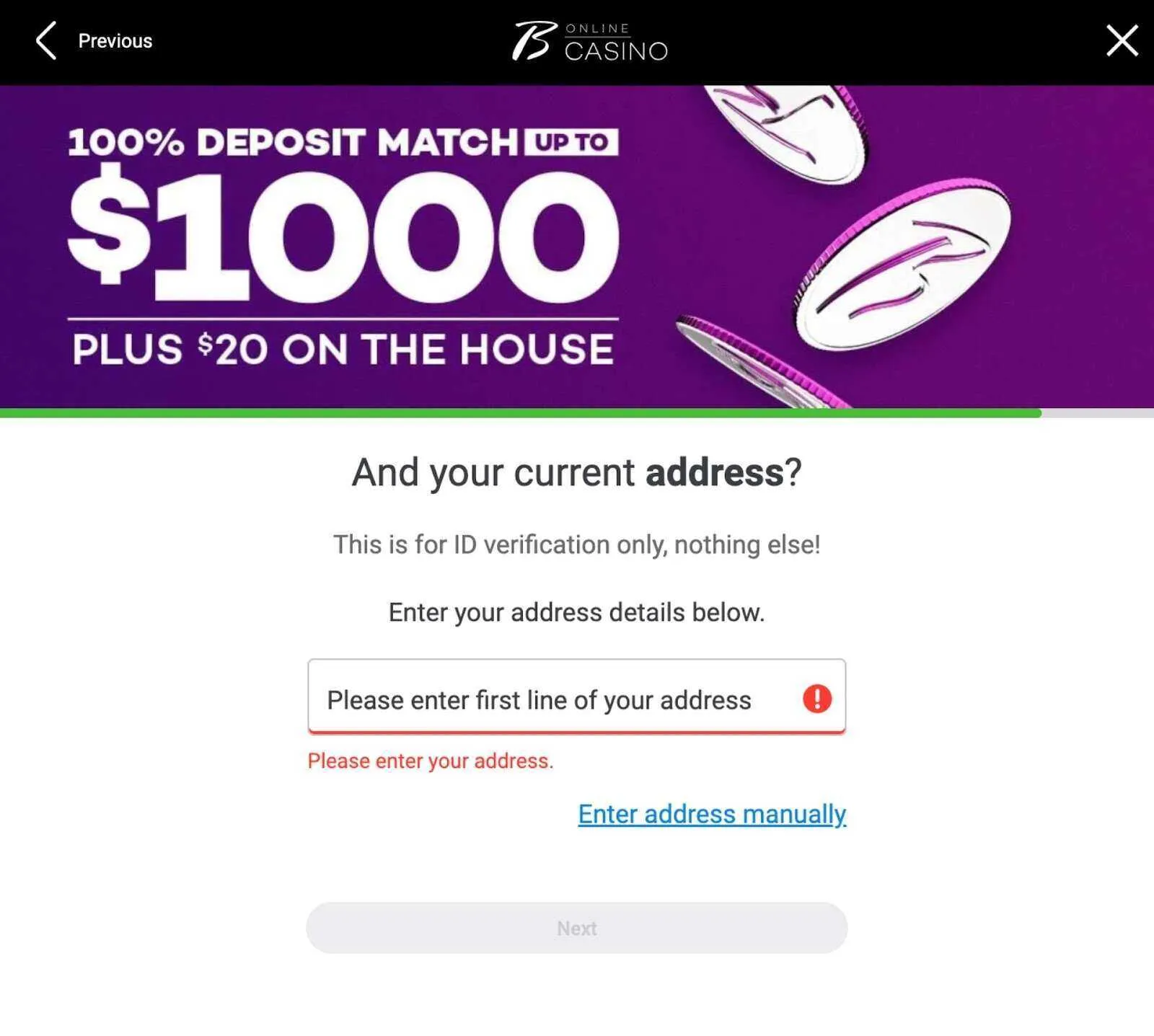 Add Your Current Addres In Borgata Casino Sign Up Form Background Image