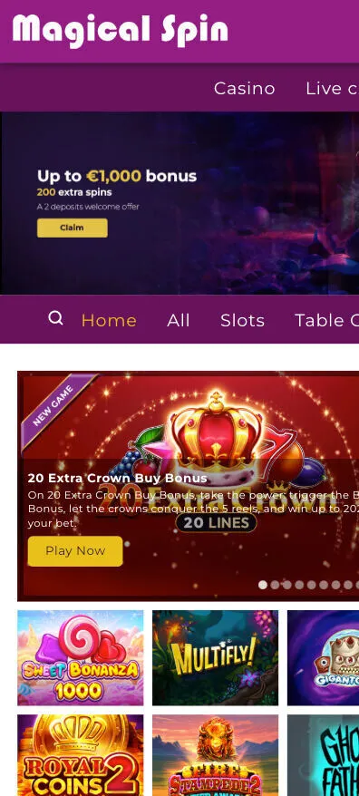 Magical Spin Casino On Mobile Background Image