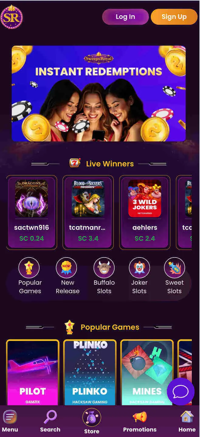 SweepsRoyal On Mobile Background Image