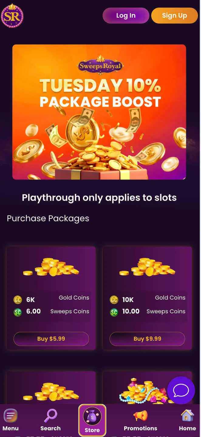 SweepsRoyal Mobile Version Background Image