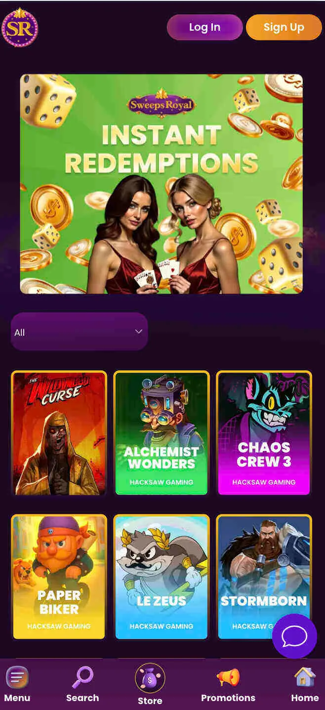 Mobile SweepsRoyal Casino Background Image