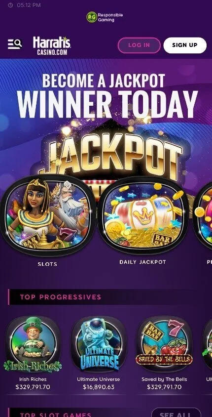 Harrah's Casino On Mobile Background Image