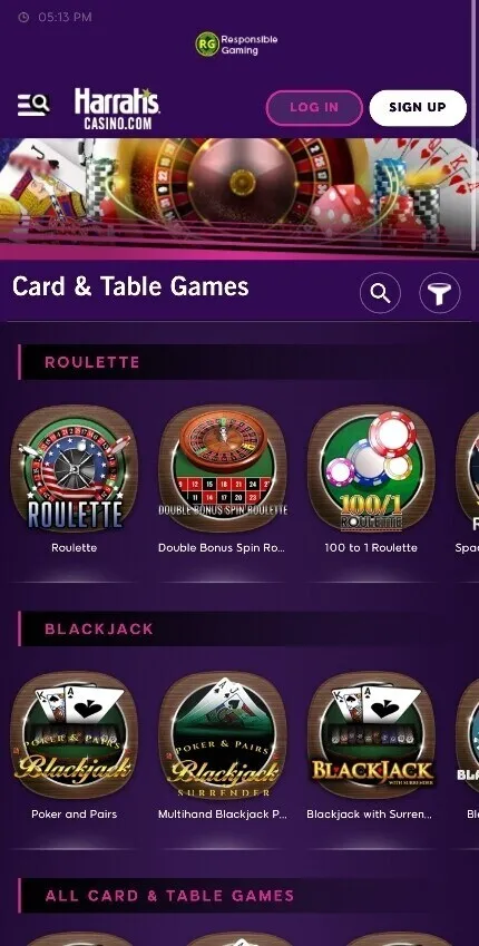 Harrah's Casino Mobile Version Background Image