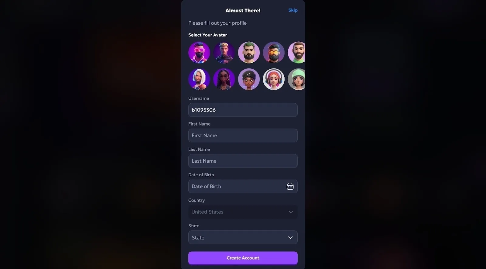 Chip'n Win Fill Out Your Profile Background Image