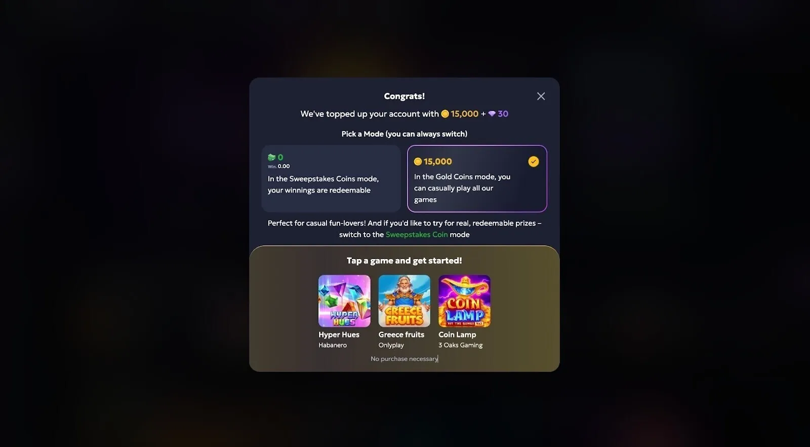 Chip'n Win Gold Coin Play Mode Background Image