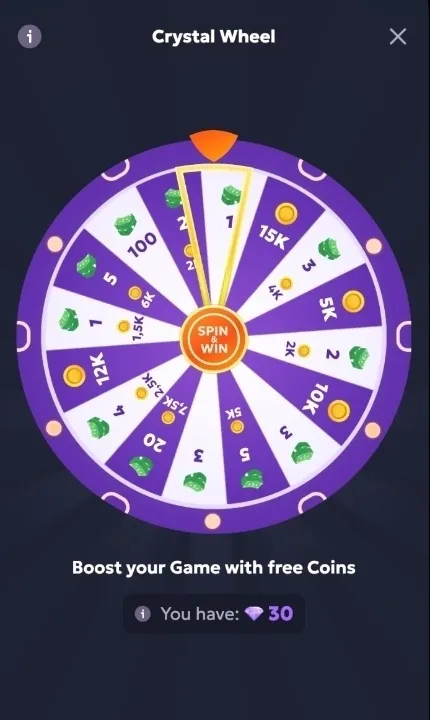 Chip'n Win Crystal Wheel On Mobile Background Image