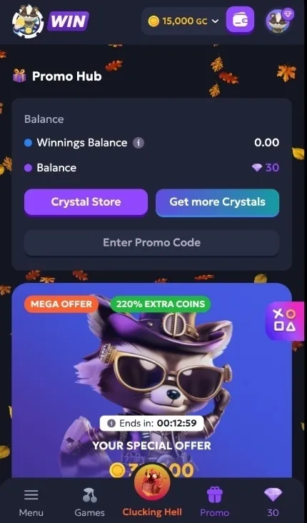 Chip'n Win Promo Hub On Mobile Background Image